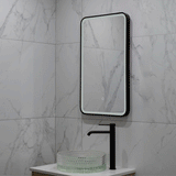 Retti Rectangular 450mm x 750mm Frontlit LED Framed Mirror with Demister, Matte Black Frame