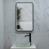 Retti Rectangular 450mm x 750mm Frontlit LED Framed Mirror with Demister, Matte Black Frame