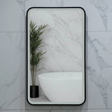 Retti Rectangular 450mm x 750mm Frontlit LED Framed Mirror with Demister, Matte Black Frame