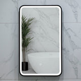Retti Rectangular 450mm x 750mm Frontlit LED Framed Mirror with Demister, Matte Black Frame