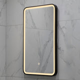 Retti Rectangular 450mm x 750mm Frontlit LED Framed Mirror with Demister, Matte Black Frame