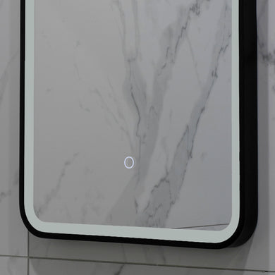 Retti Rectangular 450mm x 750mm Frontlit LED Framed Mirror with Demister, Matte Black Frame