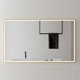 Retti Rectangular 1500mm x 900mm Frontlit LED Framed Mirror with Demister, Brushed Brass (Gold) Frame *Clearance Stock*
