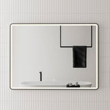 Retti Rectangular 1200mm x 900mm Frontlit LED Framed Mirror with Demister, Matte Black Frame