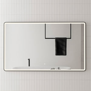 Retti Rectangular 1500mm x 900mm Frontlit LED Framed Mirror with Demister, Matte Black Frame