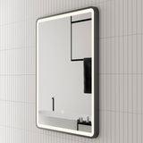 Retti Rectangular 750mm x 900mm Frontlit LED Framed Mirror with Demister, Matte Black Frame