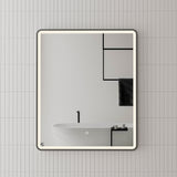 Retti Rectangular 750mm x 900mm Frontlit LED Framed Mirror with Demister, Matte Black Frame