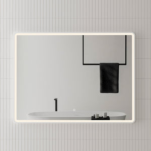 Retti Rectangular 1200mm x 900mm Frontlit LED Framed Mirror with Demister, Matte White Frame