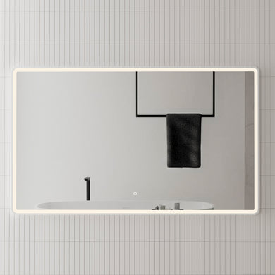*Clearance* Retti Rectangular 1500mm x 900mm Frontlit LED Framed Mirror with Demister, Matte White Frame