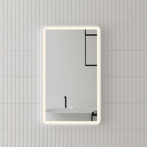 Retti Rectangular 450mm x 750mm Frontlit LED Framed Mirror with Demister, Matte White Frame