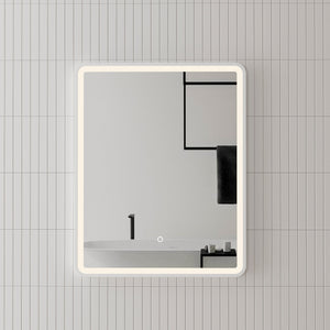 Retti Rectangular 600mm x 750mm Frontlit LED Framed Mirror with Demister, Matte White Frame *Clearance Stock*