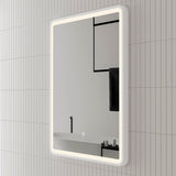 Retti Rectangular 600mm x 750mm Frontlit LED Framed Mirror with Demister, Matte White Frame