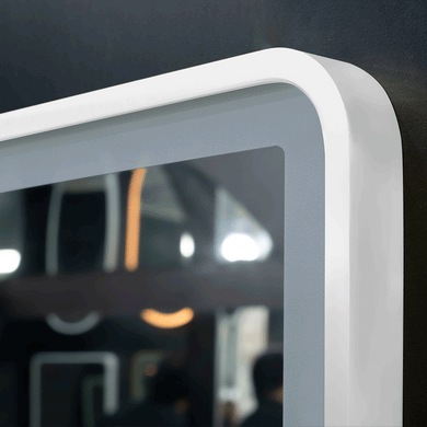 *Clearance* Retti Rectangular 450mm x 750mm Frontlit LED Framed Mirror with Demister, Matte White Frame