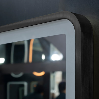 *Clearance* Retti Rectangular 1200mm x 900mm Frontlit LED Framed Mirror with Demister, Matte Black Frame