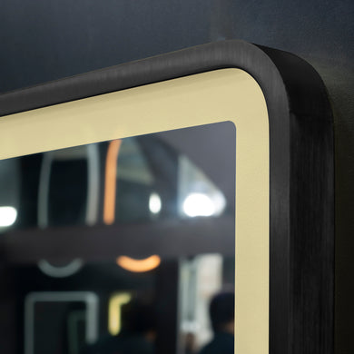 Retti Rectangular 750mm x 900mm Frontlit LED Framed Mirror with Demister, Matte Black Frame