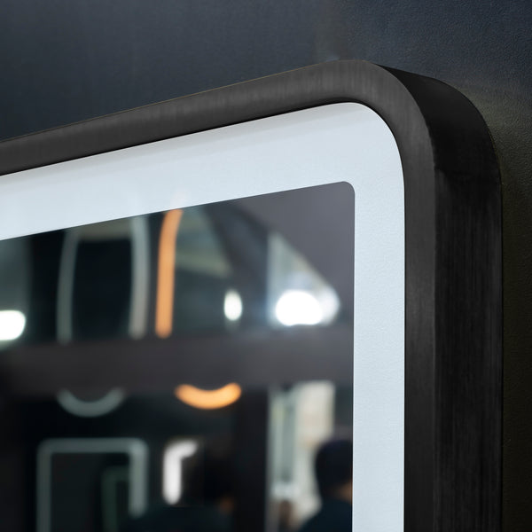 Retti Rectangular 600mm x 750mm Frontlit LED Mirror with Matte Black Frame and Demister