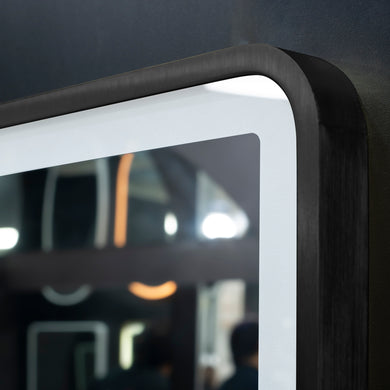 *Clearance* Retti Rectangular 600mm x 750mm Frontlit LED Framed Mirror with Demister, Matte Black Frame