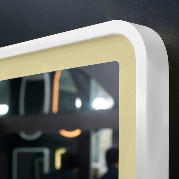 Retti Rectangular 600mm x 750mm Frontlit LED Mirror with Matte White Frame and Demister