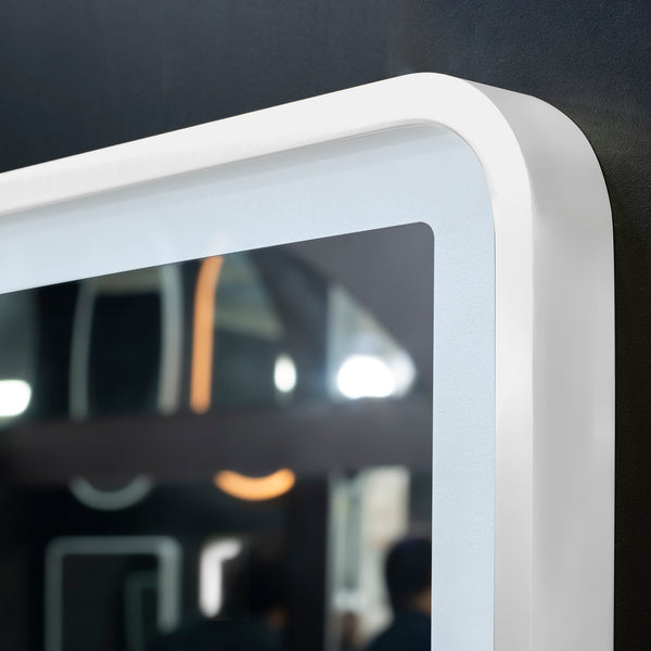 Retti Rectangular 600mm x 750mm Frontlit LED Mirror with Matte White Frame and Demister