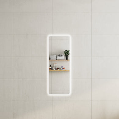 Retti Rectangular 450mm x 1200mm Frontlit and Backlit LED Frameless Mirror with Frosted Glass Border and Demister