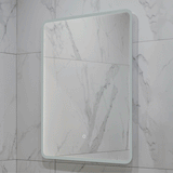 Retti Rectangular 600mm x 750mm Frontlit and Backlit LED Frameless Mirror with Frosted Glass Border and Demister