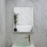 Retti Rectangular 600mm x 750mm Frontlit and Backlit LED Frameless Mirror with Frosted Glass Border and Demister