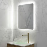 Retti Rectangular 600mm x 750mm Frontlit and Backlit LED Frameless Mirror with Frosted Glass Border and Demister