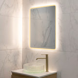 Retti Rectangular 600mm x 750mm Frontlit and Backlit LED Frameless Mirror with Frosted Glass Border and Demister