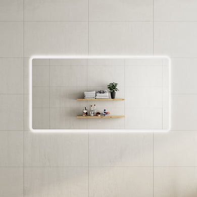 Retti Rectangular 1700mm x 900mm Frontlit and Backlit LED Frameless Mirror with Frosted Glass Border and Demister