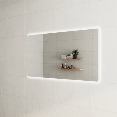 Retti Rectangular 1700mm x 900mm Frontlit and Backlit LED Frameless Mirror with Frosted Glass Border and Demister