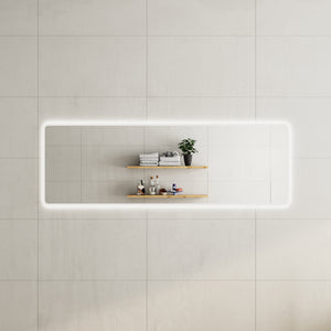 Retti Rectangular 1800mm x 600mm Frontlit and Backlit LED Frameless Mirror with Frosted Glass Border and Demister
