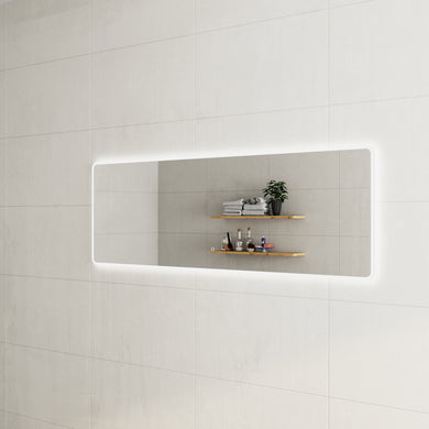 Retti Rectangular 1800mm x 600mm Frontlit and Backlit LED Frameless Mirror with Frosted Glass Border and Demister