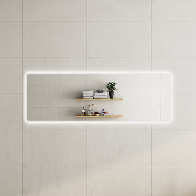 Retti Rectangular 1800mm x 600mm Frontlit and Backlit LED Frameless Mirror with Frosted Glass Border and Demister
