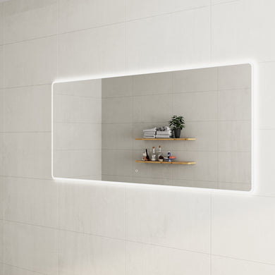 Retti Rectangular 2000mm x 900mm Frontlit and Backlit LED Frameless Mirror with Frosted Glass Border and Demister