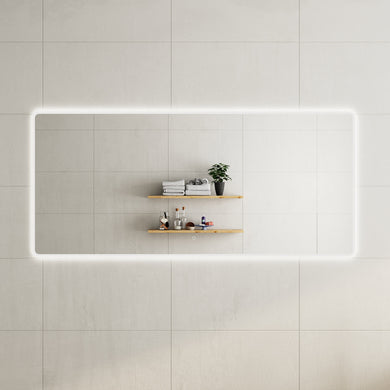 Retti Rectangular 2000mm x 900mm Frontlit and Backlit LED Frameless Mirror with Frosted Glass Border and Demister