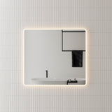 Retti Rectangular 1000mm x 900mm Frontlit and Backlit LED Frameless Mirror with Frosted Glass Border and Demister