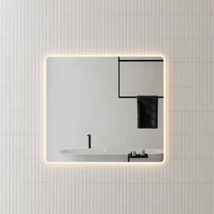 Retti Rectangular 1000mm x 900mm Frontlit and Backlit LED Frameless Mirror with Frosted Glass Border and Demister