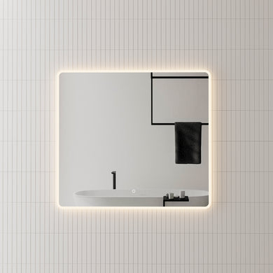 Retti Rectangular 1000mm x 900mm Frontlit and Backlit LED Frameless Mirror with Frosted Glass Border and Demister