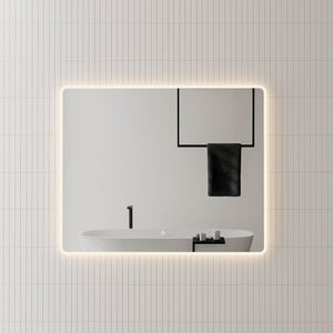 Retti Rectangular 1100mm x 900mm Frontlit and Backlit LED Frameless Mirror with Frosted Glass Border and Demister