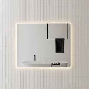 Retti Rectangular 1100mm x 900mm LED Mirror with Frosted Glass Border and Demister