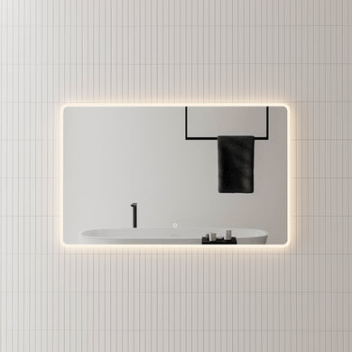 *Clearance* Retti Rectangular 1200mm x 750mm Frontlit and Backlit LED Frameless Mirror with Frosted Glass Border and Demister