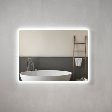 Retti Rectangular 1200mm x 900mm Frontlit and Backlit LED Frameless Mirror with Frosted Glass Border and Demister