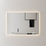 Retti Rectangular 1300mm x 900mm Frontlit and Backlit LED Frameless Mirror with Frosted Glass Border and Demister