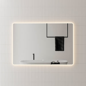 Retti Rectangular 1300mm x 900mm Frontlit and Backlit LED Frameless Mirror with Frosted Glass Border and Demister *Clearance Stock*