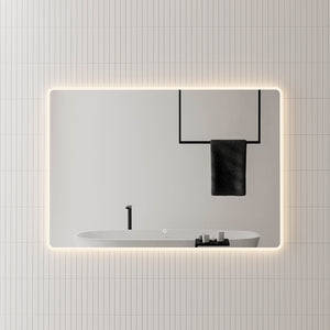 Retti Rectangular 1300mm x 900mm LED Mirror with Frosted Glass Border and Demister