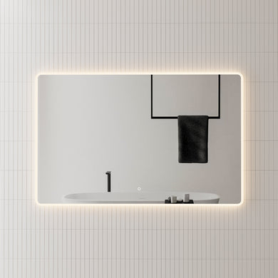 Retti Rectangular 1400mm x 900mm Frontlit and Backlit LED Frameless Mirror with Frosted Glass Border and Demister