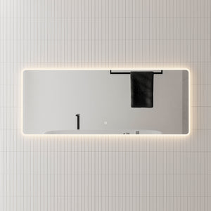 Retti Rectangular 1500mm x 600mm Frontlit and Backlit LED Frameless Mirror with Frosted Glass Border and Demister