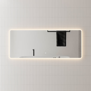 *Clearance* Retti Rectangular 1500mm x 600mm Frontlit and Backlit LED Frameless Mirror with Frosted Glass Border and Demister