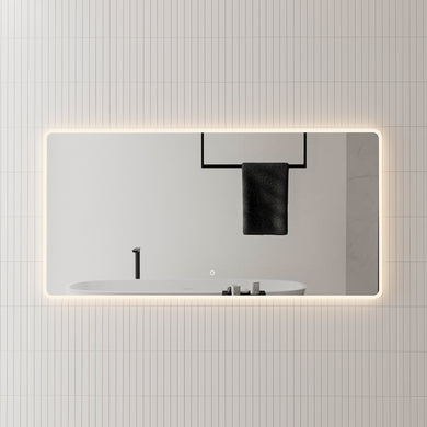 *Clearance* Retti Rectangular 1500mm x 750mm Frontlit and Backlit LED Frameless Mirror with Frosted Glass Border and Demister)