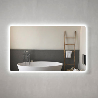 Retti Rectangular 1500mm x 900mm Frontlit and Backlit LED Frameless Mirror with Frosted Glass Border and Demister